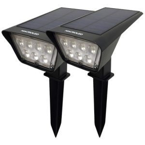 2 Reflectores Estaca Solar Led Jardin Macroled Luz Ip65