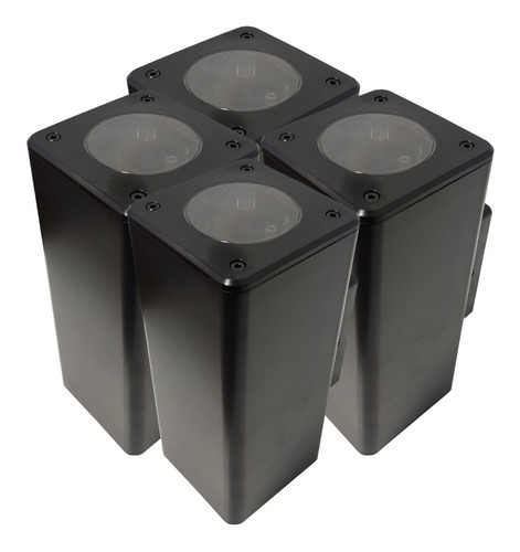 Aplique Bidireccional Dicro Cuadrado Negro Exterior Pack X4