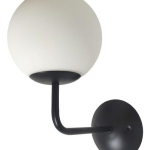 Aplique Pared Esfera Globo Vidrio Opal Satinado Ø15 Negro