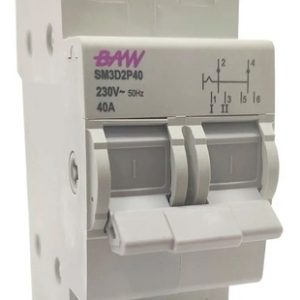 Conmutadora Manual Bipolar I-0-ii 40a Riel Din 230vca Baw