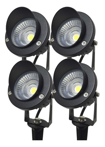 Estaca Jabalina Led Cob 7w Para Exterior Luz Pack X 4