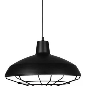 Lampara Colgante 30 Cm Industrial Negra Con Reja Vintage