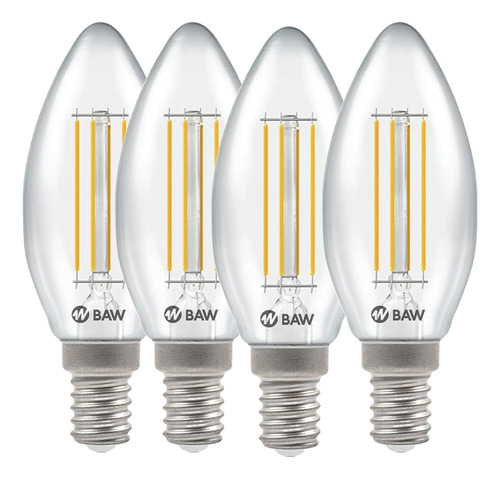 Lámpara Led Vela 4w 320° E14 Baw Blanco Cálido Pack X4