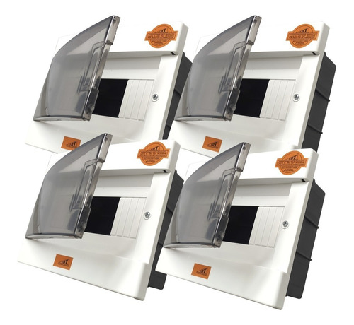 Pack X4 Cajas Para Termica De Embutir Con Tapa 8 Modulos Idt