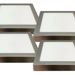 Pack X4 Panel Led 24w Plafon Calido Cuadrado Platil Macroled