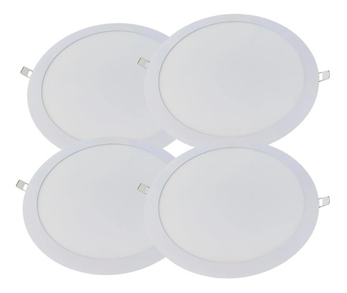 Pack X4 Panel Led Embutir 18w Redondo Neutro Macroled 220v