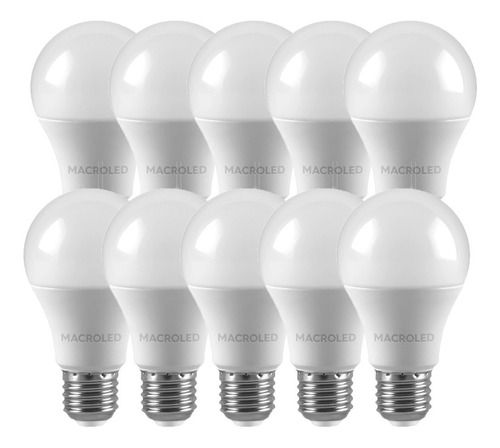 Pack X 10 Bulbo Led 10w Calida A60 1°marca Macroled