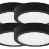 Pack X 4 Panel Plafon Led 18w Redondo Negro Aplicar 3000k