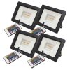 Pack X 4 Reflectores Led Rgb Exterior 20w + Control Remoto