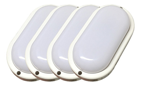 Pack X 4 Tortugas Oval Led Exterior Blanco Led 12w 220v