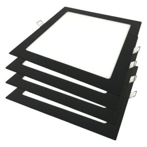 Panel Led Embutir Cuadrado Negro 24w Luz Fria Pack X4