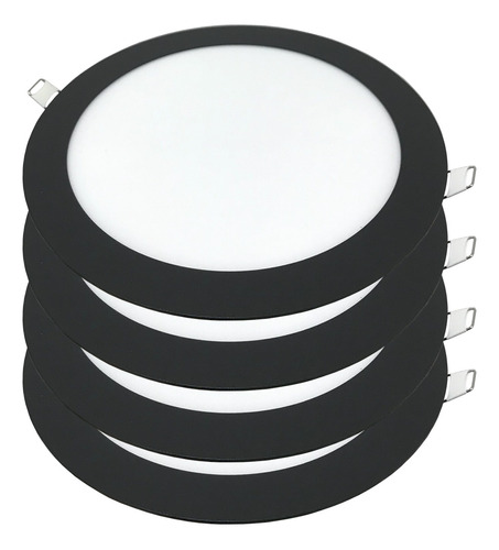 Panel Led Redondo Negro 24w Luz Neutra Embutido Pack X4