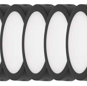 Panel Plafon Led 12w Redondo Negro Aplicar Pack X 5