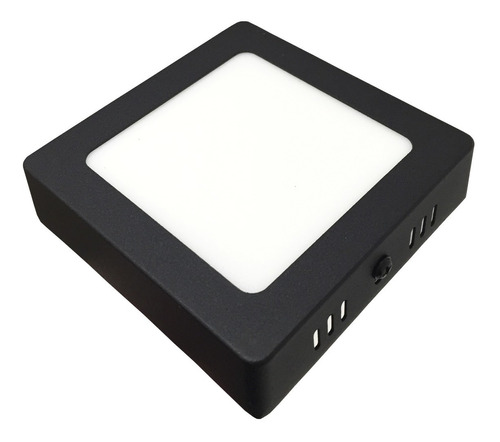 Panel Plafon Led 6w Cuadrado Calido Negro Aplicar Macroled