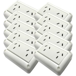 Pack X10 Tomacorrientes Doble 10a Aplicar Superficie Exultt