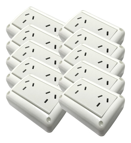 Pack X10 Tomacorrientes Doble 10a Aplicar Superficie Exultt