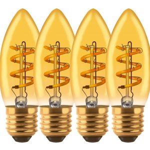 Pack X 4 Lamparas Vela Led Filamento Velita Golden 3w E27