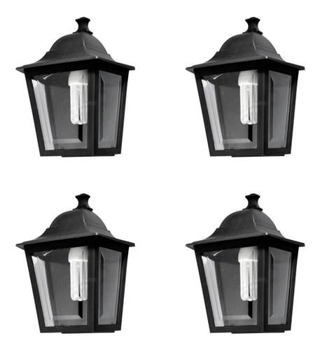 Aplique Exterior Farol E27 Siena 3 Caras Fuinyter Pack X 4