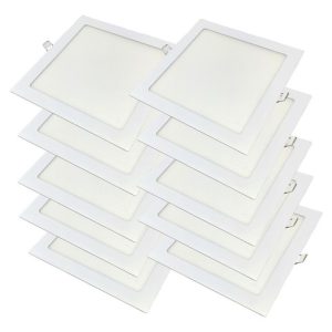 Pack X10 Paneles Led Flat Embutir 18w Cuadrado Neutro Macro