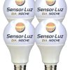 Pack X 4 Lámpara Led 11w Sensor Dia Noche Cálida Baw