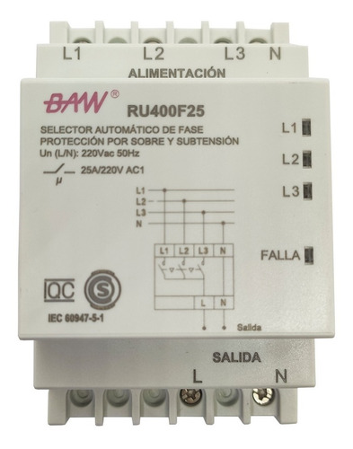 Selector Automático De Fase Baw 25a Protector Tensión