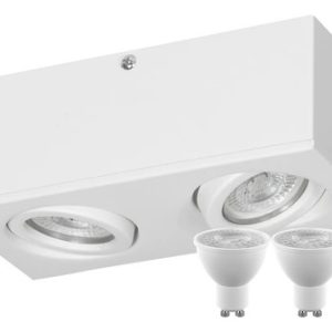 Aplique Plafon Techo Blanco Negro Con 2 Dicroica Led 7w