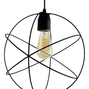 Lampara Colgante 1 Luz Jaula Esfera Negra Atomo Ø30cm C 1018