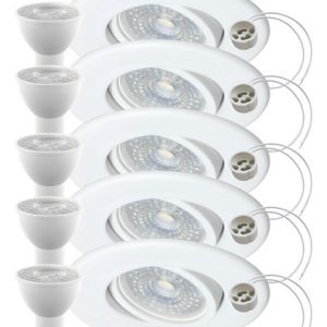 Pack 10 Spot Pvc Embutir Dicroica Led Redondo Móvil Techo 7w