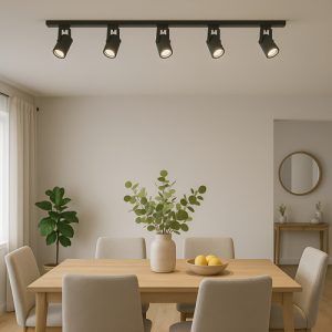 Aplique Techo Barral Slim Spot 5 Luces Negro Dicro Led Movil