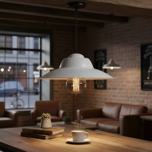 Colgante Chapa Blanco C136 Ferrolux Lamparas Led Rosca E27