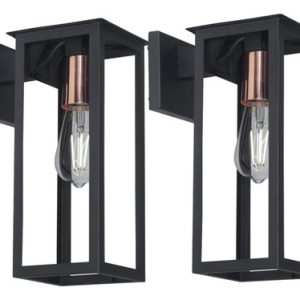 Pack X2 Farol Hierro Exterior Pared Moderno Mensula F-150 Negro