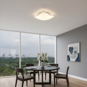 Plafón Techo  1 Luz 20x20 Vidrio Apto Led Bajo Consumo Led E27 Satinado Ideal Hogar
