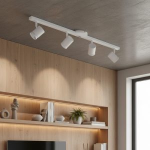 Aplique Barral Techo 4 Spot Movil Blanco Con Dicroica Calida