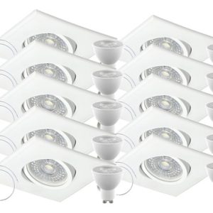 Pack X10 Spot Pvc Embutir Dicroica Led Cuadrado Móvil Techo
