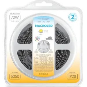Tira Led 5050 24v Ip20 5mt 72w 300 Led Dimeable  Macroled Blanco Cálido