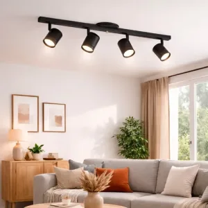 Aplique Barral Techo Pared 4 Luces Spot Movil Negro Terlizzi