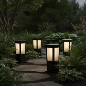 Farol De Piso 30cm Exterior Cuadrado Garden Apto Pack X4