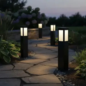 Farola De Piso Exterior Cuadrado 60cm Hierro Garden Pack X4