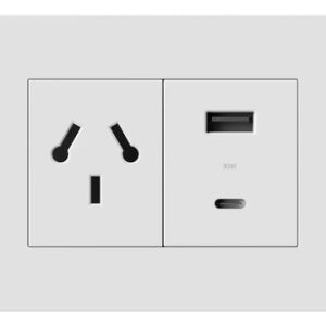 Toma Simple Binorma + Usb A + Usb C 30w Blanco Lima Macroled Blanco