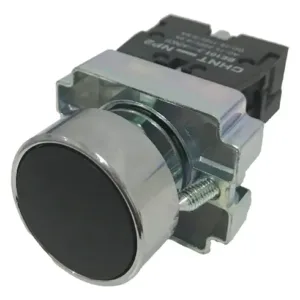 Boton Pulsador Metalico 22mm Con 1 Bloque Na Chint Negro